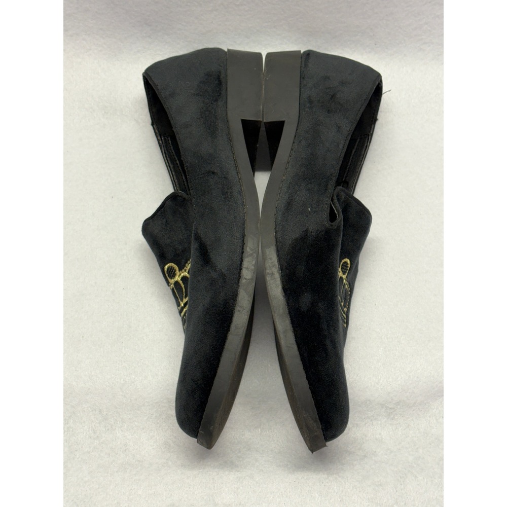 Urban Outfitters Mens Black Velvet Crown Embroidered Loafers Smoking Shoes 11 - Picture 6 of 11